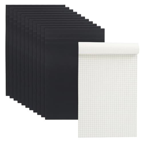 12 Pack Graph Paper Pad, 5 x 8 Inch Grid Paper Pads, Small Graph Ruled Notepad for Office, Home, 80 Sheets/Pad, Black