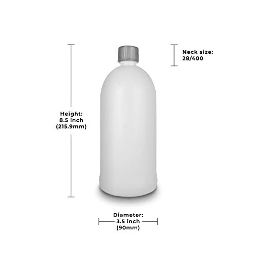 32 oz white PET plastic bottle with 28/400 neck finish WITH CHILDPROOF gray cap (4)