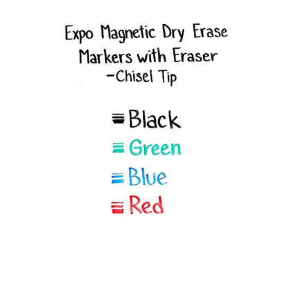 EXPO 1944728 Magnetic Dry Erase Marker Chisel Tip Assorted 4/Pack