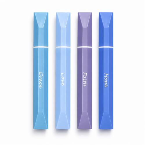 Sixhaven Bible Highlighters Gift Box Set, No Bleed - Blue - Pastel Highlighters for Bible Study, Set of 4 Chisel Tip Markers, Christian Journaling Supplies, Gift for Women & Men - color: Blue