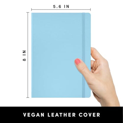 PAPERAGE Lined Journal Notebook, (Light Blue), 160 Pages, Medium 5.6 in x 8 in - 100 GSM Thick Paper – Hardcover Journaling Notebook for Work, School & Note Taking - color: Light Blue, style: A. Lined