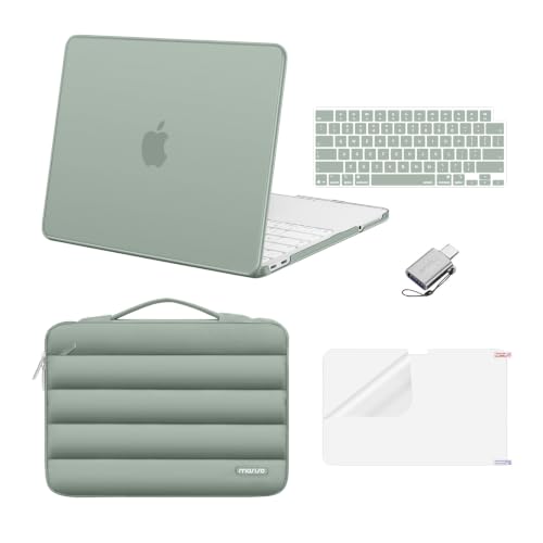 MOSISO Compatible with MacBook Neo Case 13 inch 2026 A3404 A18 Pro Chip | Scratch-Resistant Protective Hard Shell&Puffy Sleeve Bag&Keyboard Skin&Screen Film&Type C, Antique Green - color: Antique Green