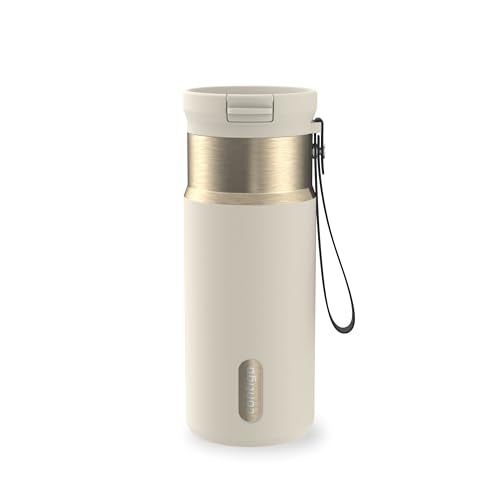 Contigo SnapSeal 473.2ml(16온스) 스테인리스 스틸 진공 단열 물병, 누출 방지 자동 닫힘 뚜껑(빨대 호환) 및 휴대용 스트랩, BPA 프리 및 납 프리, 식기세척기 사용 가능 - color: 오트밀크 샴페인, size: 16온스
