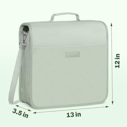 SUNEE Zipper Binder 3 Ring, 3 Inch O-Ring with Handle and Shoulder Strap, 600-Sheet Capacity, 5-Tab Expanding File Folder, Multi-Pockets for Middle School Organizer Binder with Zipper, Sage Green - color: Sage Green