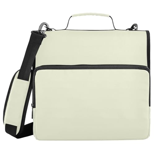 1.5 Inch 3 Rings Zipper Binder with Handle Easy to Carry Document Organizer Bag for School and Office Beige - color: Beige