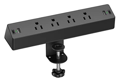 Desk Clamp Power Strip, 4 AC Outlets 4 USB Ports, Fit 1.7'' Tabletop Edge | 10 FT Extension Cord, Desk Surge Protector for Home Office Room - size: 10FT