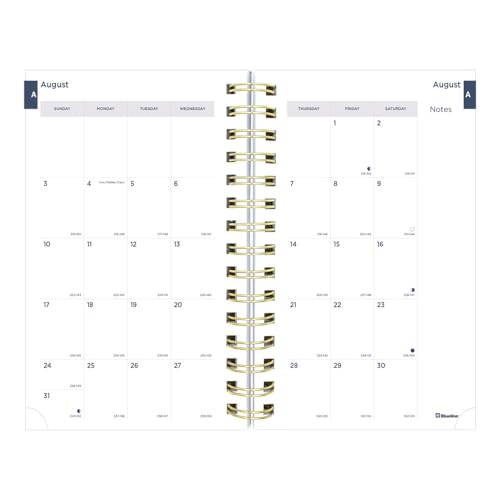 Blueline® Essential Academic Daily/Monthly Planner, August 2025 to July 2026, Gold Twin-Wire Binding, Poly Cover, 8" x 5", Under the Sea Design, Waves (CA214PH.02-26)