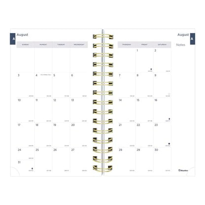 Blueline® Essential Academic Daily/Monthly Planner, August 2025 to July 2026, Gold Twin-Wire Binding, Poly Cover, 8" x 5", Under the Sea Design, Waves (CA214PH.02-26)