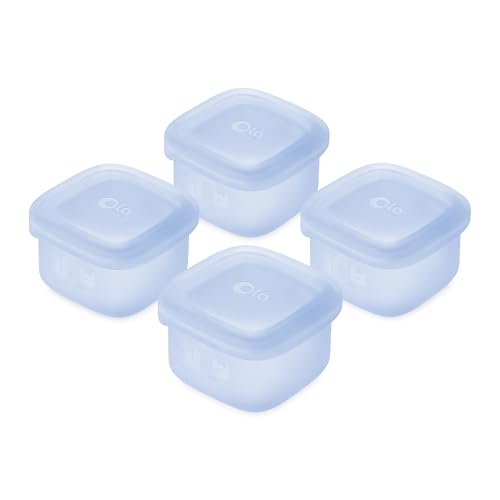 Olababy Clear Sense Silicone Storage Containers 4pk for Baby Food, Snacks, Formula, Puree, Sauce & More | Micro Plastic & BPA-Free | Daycare Essentials for Toddlers and Kids (Blueberry, 2 oz / 60 ml) - color: Blueberry, size: 2 oz