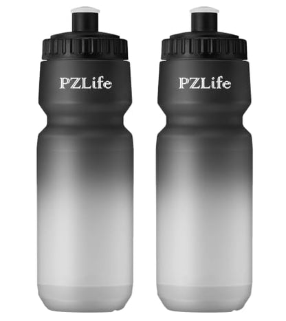 2 Pack Bicycle Water Bottle 24oz - BPA Free Leakproof Squeeze Bottle | with Capacity Scale w/Pull Top Lid,Reusable , for Bike, Gym,Running - color: y-Black+Black