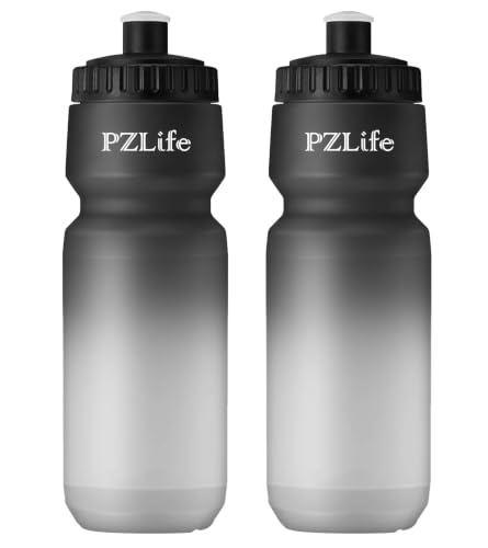 2 Pack Bicycle Water Bottle 24oz - BPA Free Leakproof Squeeze Bottle | with Capacity Scale w/Pull Top Lid,Reusable , for Bike, Gym,Running - color: y-Black+Black