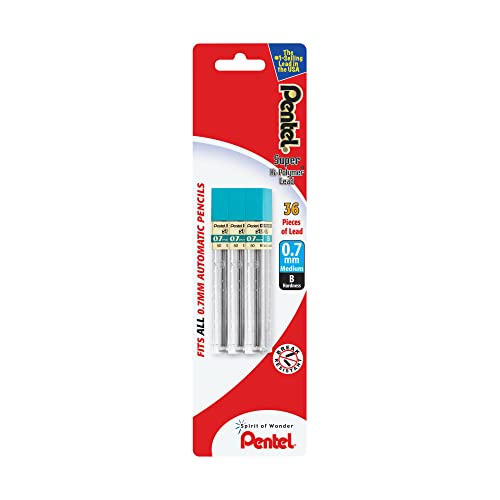 Pentel Super Hi-Polymer Lead Refill (0.7mm), B, 36 Pieces of Lead (L50BP3B-K6)