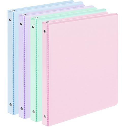 4 Pack Extra Durable 3 Ring Binders 0.5 Inch, Sooez 0.5” Three Ring Binder, Eco-Friendly & PVC Free, Customizable Clear View Cover for Letter Size 8.5 x 11'' Paper, School Office Supplies for Girl - size: 0.5 Inch
