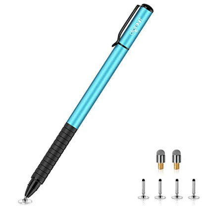 Digiroot Universal Stylus,[2-in-1] Disc Stylus Pens for All Touch Screens Cell Phones, iPad, Tablets, Laptops with 6 Replacement Tips(4 Discs, 2 Fiber Tips Included) - (Blue) - color: Blue