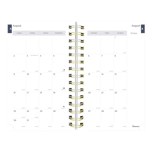 Blueline® Essential Academic Daily/Monthly Planner, August 2026 to July 2027, Gold Twin-Wire Binding, Poly Cover, 8" x 5", Nautical Design, Shells (CA214PH.03) - color: Shells