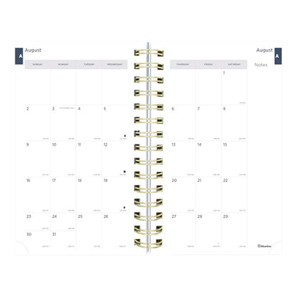 Blueline® Essential Academic Daily/Monthly Planner, August 2026 to July 2027, Gold Twin-Wire Binding, Poly Cover, 8" x 5", Nautical Design, Shells (CA214PH.03) - color: Shells