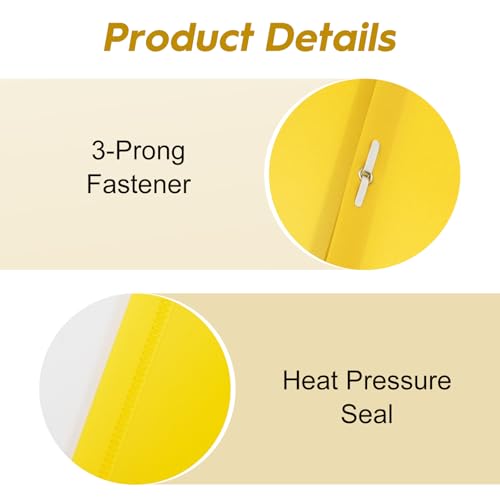 24-Pack Plastic Folders with Pockets and Prongs,2-Pocket Folders with 3 Fasteners, Holds 8-1/2" x 11" Paper for School/Office/Home, Yellow - color: Yellow, size: 24-Pack