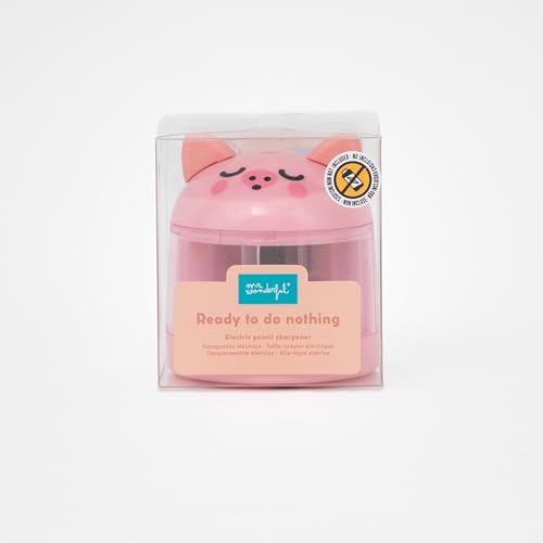 Mr. Wonderful Electric Pencil Sharpener Lazy Pig - Pencil Sharpener with Container - Original Stationery