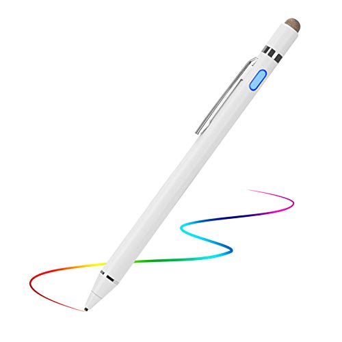 Active Stylus Digital Pen with Ultra Fine Tip Stylus for iPad iPhone Samsung Tablets, Compatible with Apple Pen,Stylus Pen for iPad Pro, White - color: White