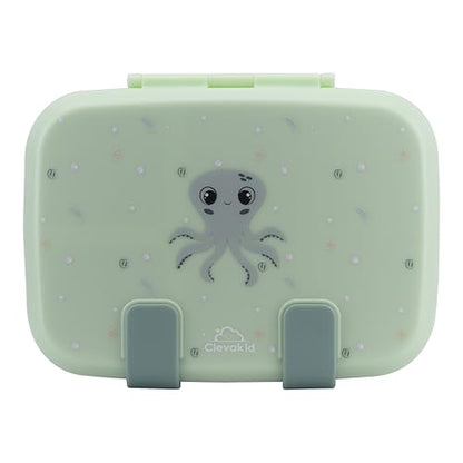 Kids Bento Explorer Lunch Box, 3 No-Mix Compartments, Microwave & Dishwasher Safe, Lightweight with Removable Tray, for Daycare, Preschool, School (Green Light Mint ClevaInk Friend) - color: Green Light Mint ClevaInk Friend