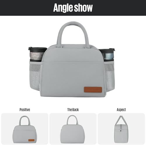 douyadady Lunch Bag&Box Women/Men Insulated&Reusable | Spacious Lightweight Waterproof Sturdy Durable Great Value For Office Work School Picnic Travel - color: Gray
