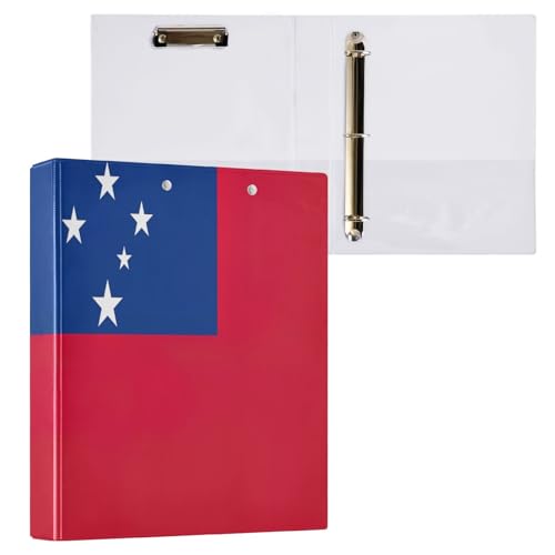 Decorative Cute Three Ring Binder 3 Ring Binder 1.5 Inch with Anti-Slip Metal Clip D Ring Binder for Work School Office Samoa Flag, 1 Pack - color: Samoa Flag, size: 1 Pack