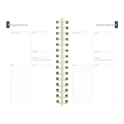 Blueline® Essential Academic Daily/Monthly Planner, August 2026 to July 2027, Gold Twin-Wire Binding, Poly Cover, 8" x 5", Nautical Design, Shells (CA214PH.03) - color: Shells