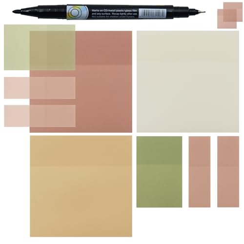 YOUDEFUL Transparent Sticky Notes, 3"x3" Clear Sticky Notes, Waterproof Translucent Sticky Note Pads for Books Annotation, Clear Post it Notes for Bible Study, School, Office - size: Square Brown