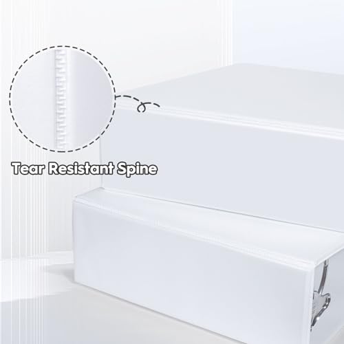 Comix Durable 3 Ring Binder, 3 inch D Ring Binders, Hold 725 Sheets of US Letter Size Paper, 2 Pack (White) - color: White, size: 3 Inch, style: 2 Pack