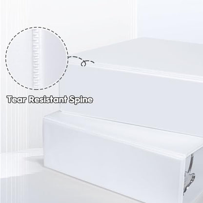 Comix Durable 3 Ring Binder, 3 inch D Ring Binders, Hold 725 Sheets of US Letter Size Paper, 10 Pack (White) - color: White, size: 3 Inch, style: 10 Pack