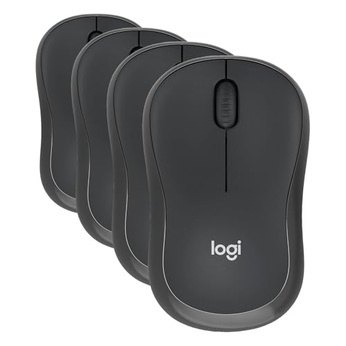 Logitech M240 Silent Bluetooth Mouse, Wireless, Compact, Portable, Smooth Tracking, 18-Month Battery, for Windows, macOS, ChromeOS, Compatible with PC, Mac, Laptop, Tablets - Graphite, (Pack of 4) - color: Graphite, size: One Size (Pack of 4), style: Blue
