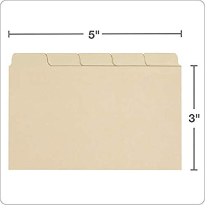 Oxford Index Card Guides with Blank Tabs, 3 x 5 Inches, 1/5 Cut Tabs, Manila, 100 per Box (40352)