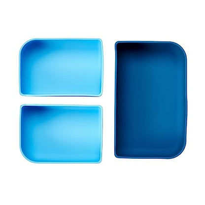 LunchBots Build -a- Bento Lunch Box, Silicone Bento Box for Kids, Multi-Compartment Lunch Container, Oven & Dishwasher Safe, BPA Free, 32 oz - Tie Dye Light Blue - color: Tie Dye Light Blue
