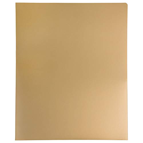 JAM PAPER Heavy Duty Plastic 2 Pocket Extra Tough School Folders - Gold - 6/Pack - color: Gold, size: 6 Per Pack