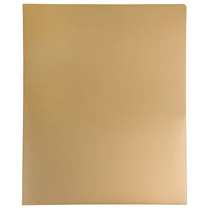 JAM PAPER Heavy Duty Plastic 2 Pocket Extra Tough School Folders - Gold - 6/Pack - color: Gold, size: 6 Per Pack