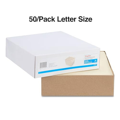 Staples Reinforced End‑Tab Classification Folders, Letter Size, Manila, Durable 2‑Fastener Design – 100/Carton - style: 100 Pack