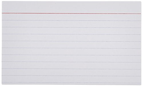 Amazon Basics Ruled Lined Index Cards for Study, Notes and Recipes, White, 3" x 5", 1,000 Count (10 Pack of 100) - size: 10 Pack (1000 Count), style: Ruled, 3x5, 1000 Count