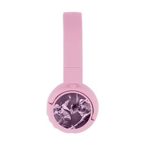 BuddyPhones POP Fun | Foldable Bluetooth Kids Headphones + Microphone, Works Wired or Wireless - SafeAudio Volume Limiting for iPhone/iPad/Tablet/PC and More (Pink)