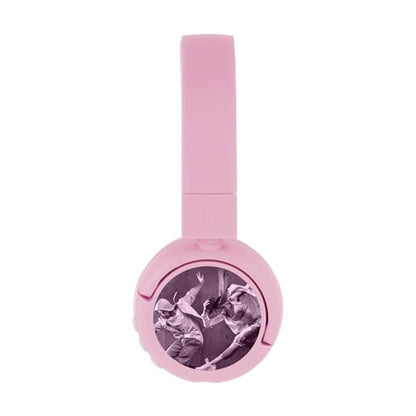BuddyPhones POP Fun | Foldable Bluetooth Kids Headphones + Microphone, Works Wired or Wireless - SafeAudio Volume Limiting for iPhone/iPad/Tablet/PC and More (Pink)