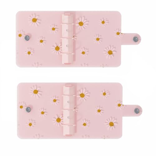 2PCS Mini School Supplies Mini 3 Ring Binder, Translucent PVC Mini Binder for Class Notes(Pink) - color: Pink