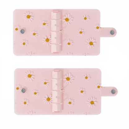 2PCS Mini School Supplies Mini 3 Ring Binder, Translucent PVC Mini Binder for Class Notes(Pink) - color: Pink