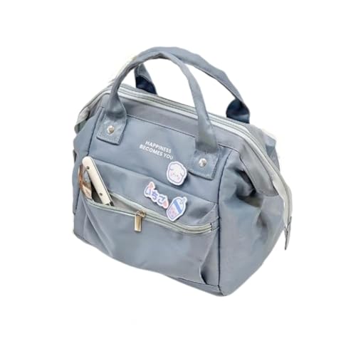 Kawaii Lunch Bag with Kawaii Pins Cute Aesthetic Lunch Bag for Women Girls Large Insulted Tote Bag Kawaii School Supplies (Blue,Small) - color: Blue