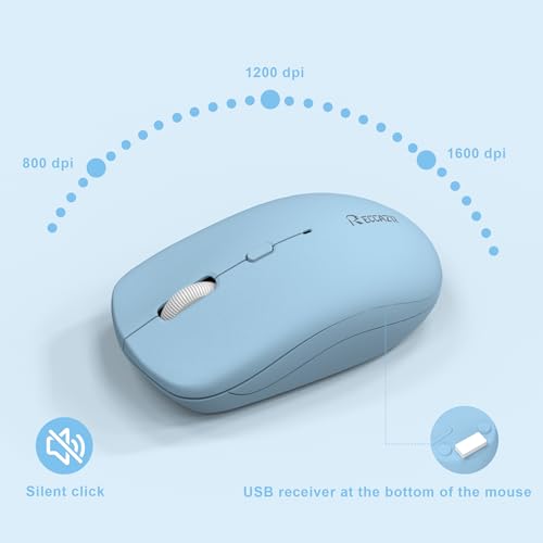 Wireless Keyboard and Mouse Combo, Full-Sized Wireless Keyboard and Adjustable DPI Mouse, 2.4GHz USB Receiver, Keyboard and Mouse for PC, Windows, Desktop, Laptop (Sky Blue-A) - color: Sky Blue-A