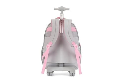 Rolling Backpack, 17 inch Water Resistant Wheeled Laptop Backpack, Overnight College Computer Bag Trolley Suitcase for Men Women Adults to Travel(BEAUTIFUL SILVER) - color: Beautiful Silver