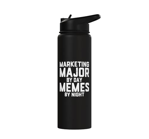 Marketing Major By Day Memes By Night Marketer Joke Student Stainless Steel Insulated Water Bottle - color: Black