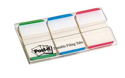 Post-it Tabs, 1 in, Lined, Green, Blue, Red, 22 Tabs/Color, 66 Tabs/On-the-Go Dispenser (686L-GBR) (Pack of 2) - size: 0.4" x 2.8" (Pack of 2)