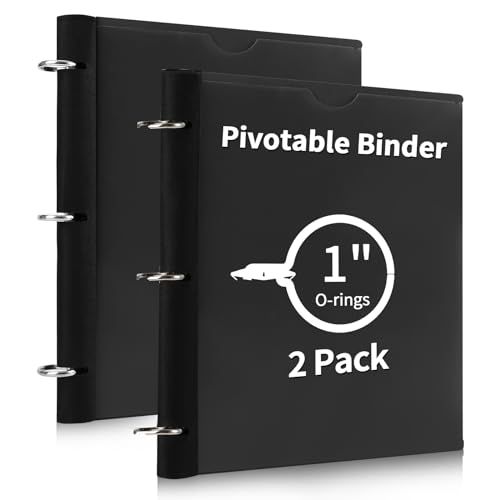 360° Pivotable 3 Ring Binder, Upgraded Foldable Binders 1 inch 2 Pack, Thin Small Three Ring Binder Fits 8.5" x 11", for Home, School and Office Binders Supplies - Black - color: Black, style: 2 PCS Customizable Cover