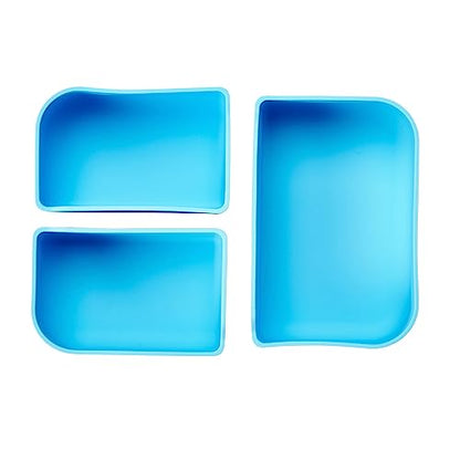 LunchBots Build -a- Bento Lunch Box, Silicone Bento Box for Kids, Multi-Compartment Lunch Container, Oven & Dishwasher Safe, BPA Free, 28 oz - Light Blue - color: Solid Blue