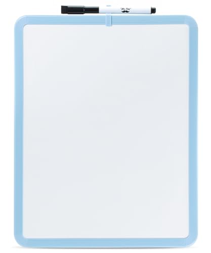 Mr. Pen- Dry Erase Board, 14” x 11” with a Black Dry Erase Marker | Blue Frame, Small Mini White Board for Students, Fridge, Wall, Locker, Includes Double Sided Tapes - color: Blue