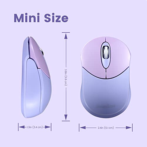 Perixx PERIMICE-802PP Wireless Bluetooth Mouse - Portable Design - Compatible with Windows, iOS, and Android PC, Laptop, Tablet, and Smartphone - Purple - color: Purple, size: Pack of 1